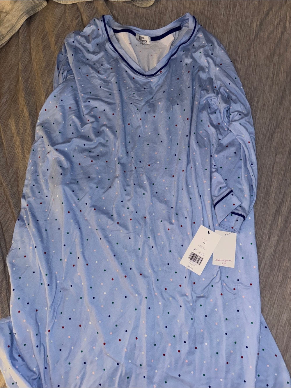 Kim Rogers Light Blue Polka Dot Nightgown